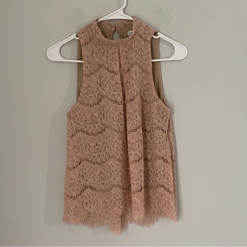 Love Fire Women’s High Neck Sleeveless Lined Lace Blouse size XS